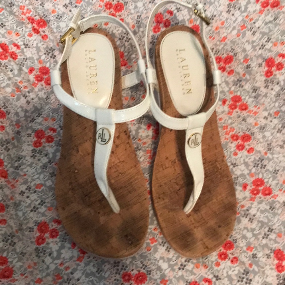 Ralph Lauren White Cork Wedges